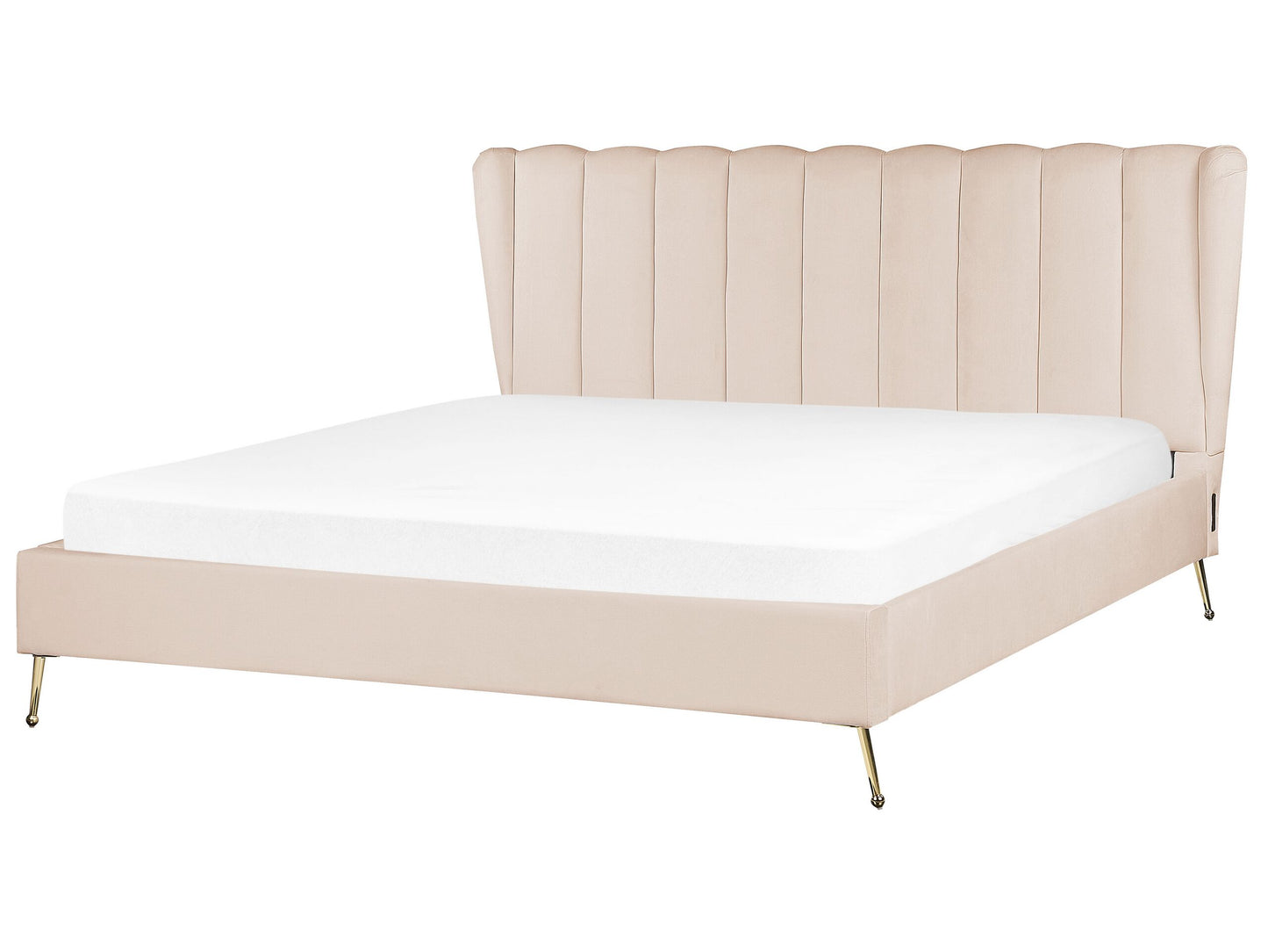 Bett mit Lattenrost Samtstoff MIRIBEL 180 x 200 cm Beige