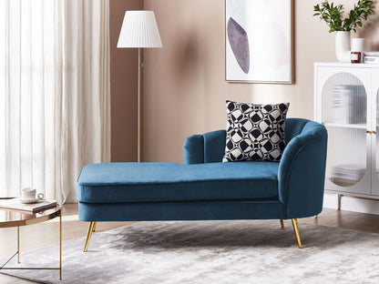 Chaiselongue Samtstoff marineblau rechtsseitig ALLIER