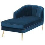 Chaiselongue Samtstoff marineblau rechtsseitig ALLIER