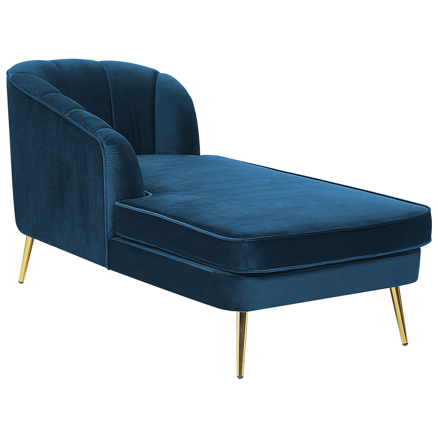 Chaiselongue Samtstoff marineblau rechtsseitig ALLIER