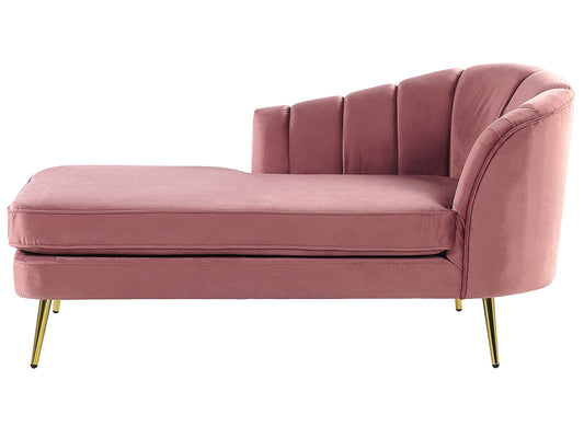 Chaiselongue Samtstoff rosa rechtsseitig ALLIER