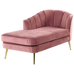 Chaiselongue Samtstoff rosa rechtsseitig ALLIER