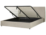 Bett mit Stauraum Samtstoff LAVAUR 180 x 200 cm Taupe