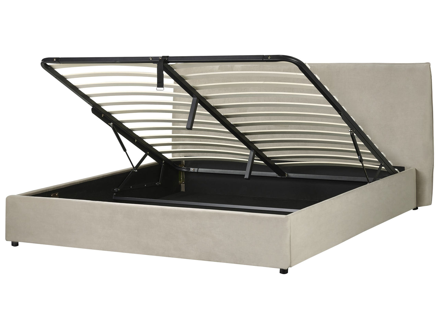Bett mit Stauraum Samtstoff LAVAUR 180 x 200 cm Taupe