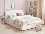 Bett mit Stauraum Samtstoff LAVAUR 160 x 200 cm Cremeweiss
