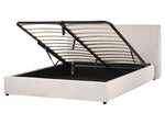 Bett mit Stauraum Samtstoff LAVAUR 160 x 200 cm Cremeweiss