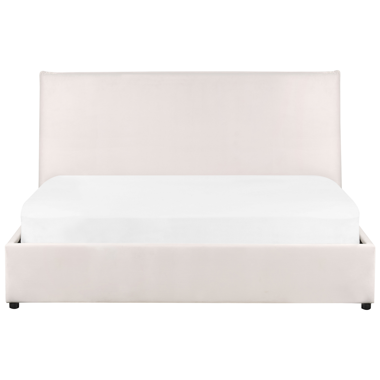 Bett mit Stauraum Samtstoff LAVAUR 160 x 200 cm Cremeweiss