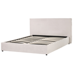 Bett mit Stauraum Samtstoff LAVAUR 160 x 200 cm Cremeweiss