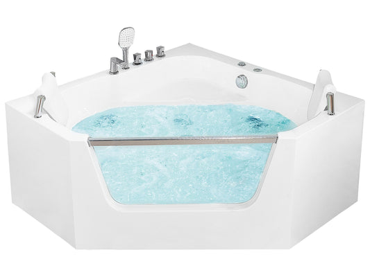 Whirlpool Badewanne weiss Eckmodell 150 x 150 cm CANTALLA