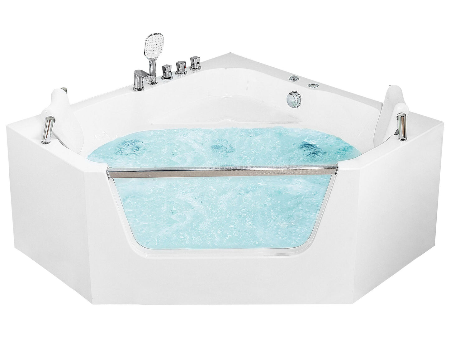 Whirlpool Badewanne weiss Eckmodell 150 x 150 cm CANTALLA