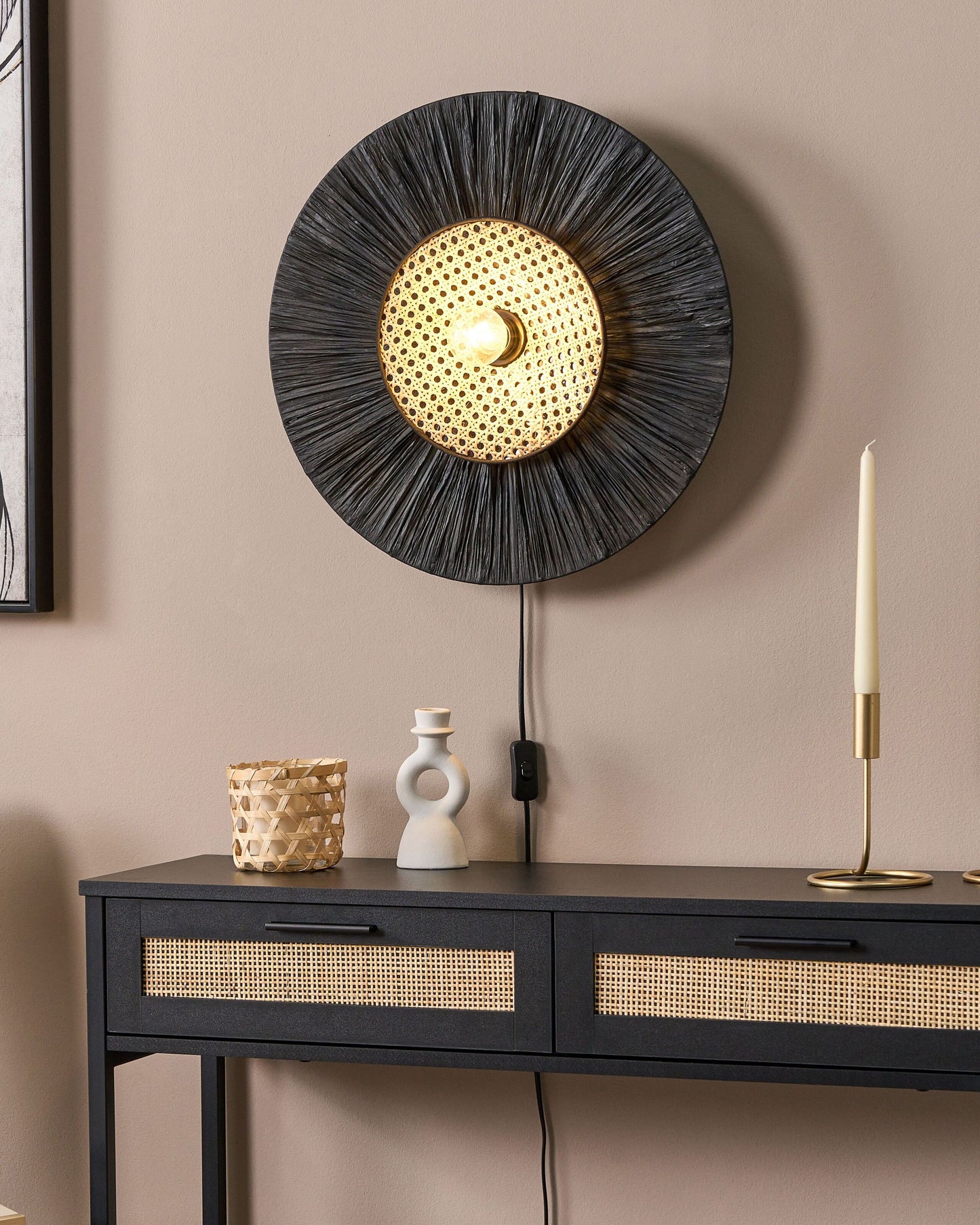 Wandlampe YAAPI Papier Schwarz