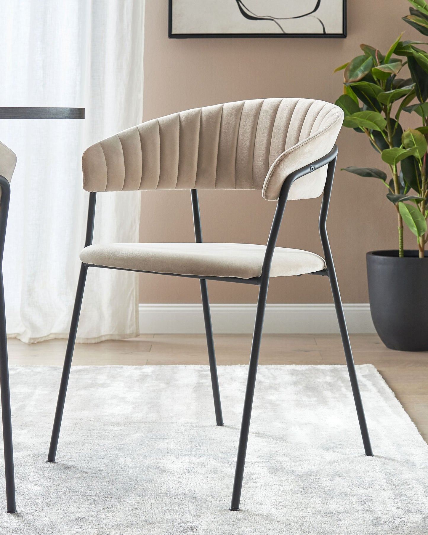 Esszimmerstuhl 2er Set MARIPOSA Samtstoff Taupe