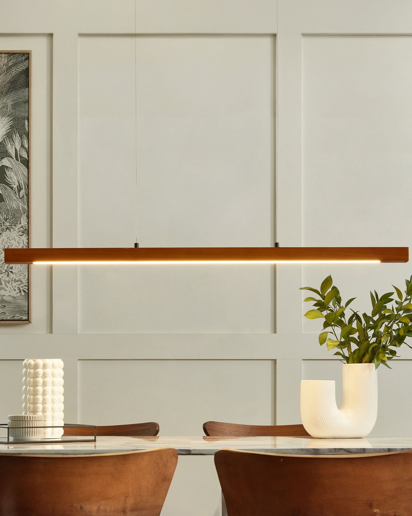 LED Hängelampe STEWARTS Holz Dunkelbraun