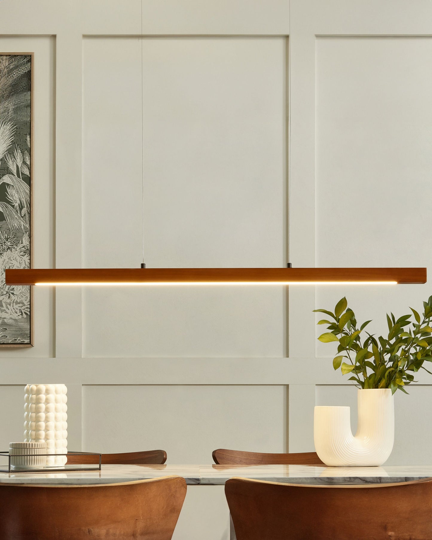 LED Hängelampe STEWARTS mit Dimmer Holz Dunkelbraun