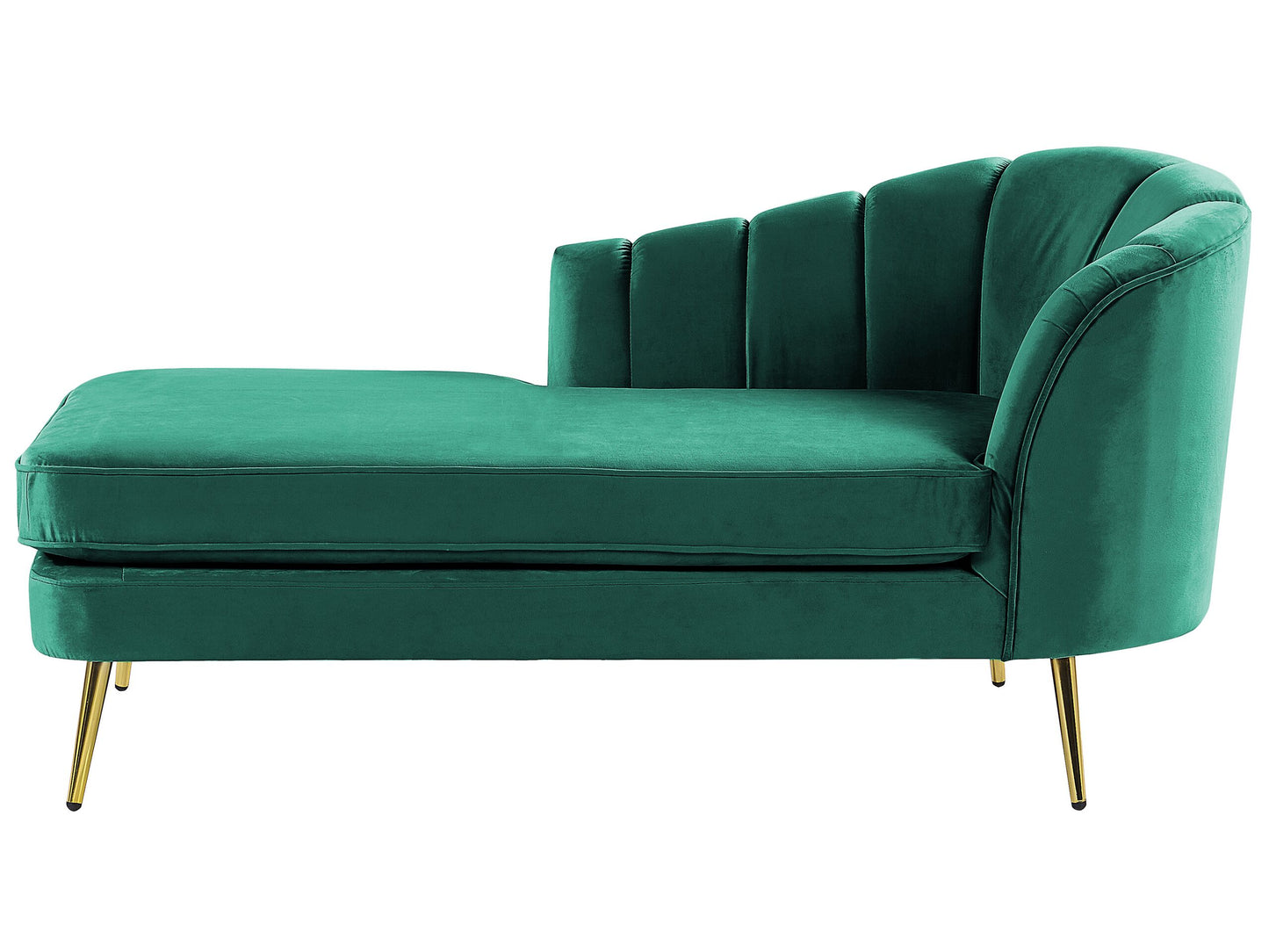 Chaiselongue Samtstoff smaragdgrün rechtsseitig ALLIER