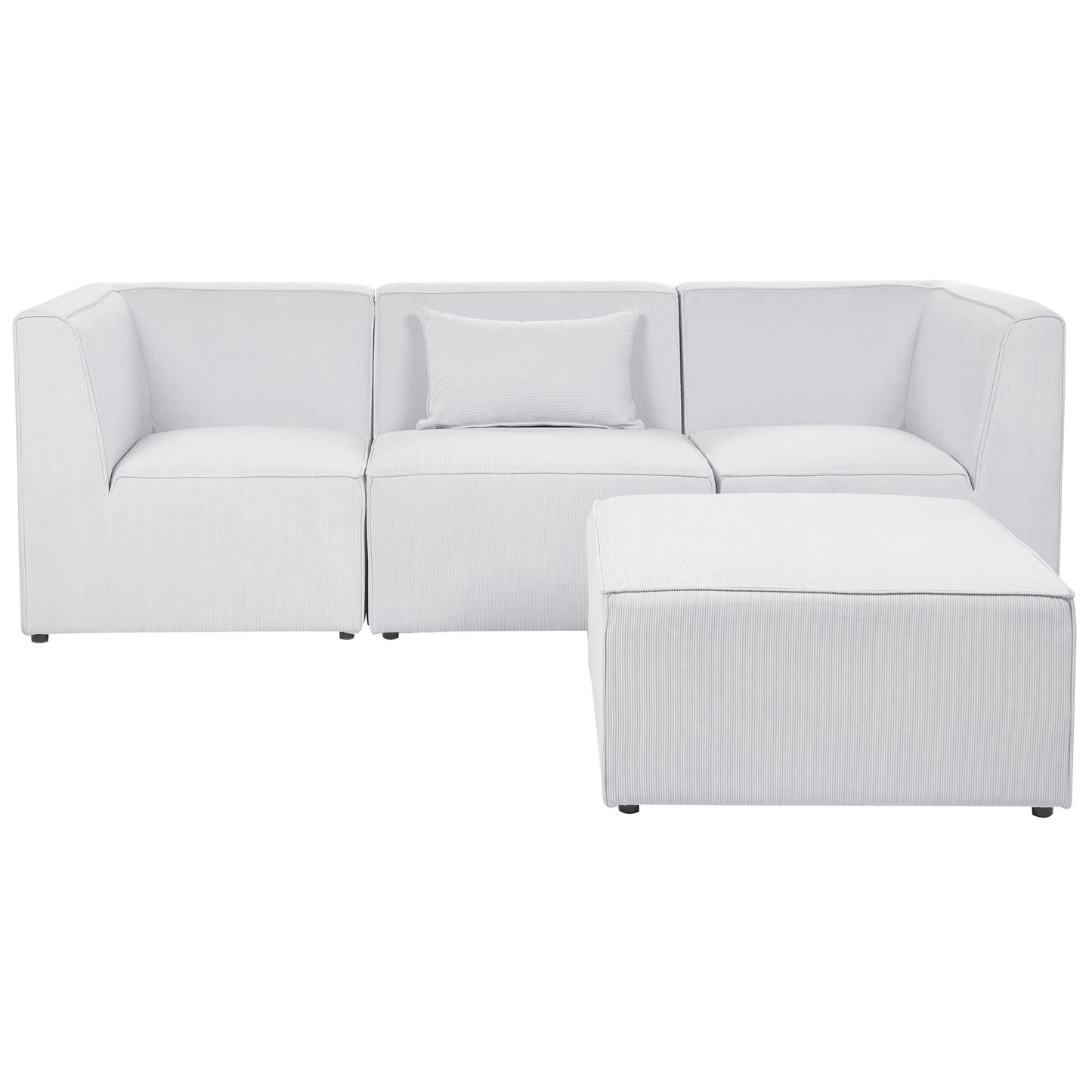 3-Sitzer Sofa Cord cremeweiss mit Ottomane LEMVIG