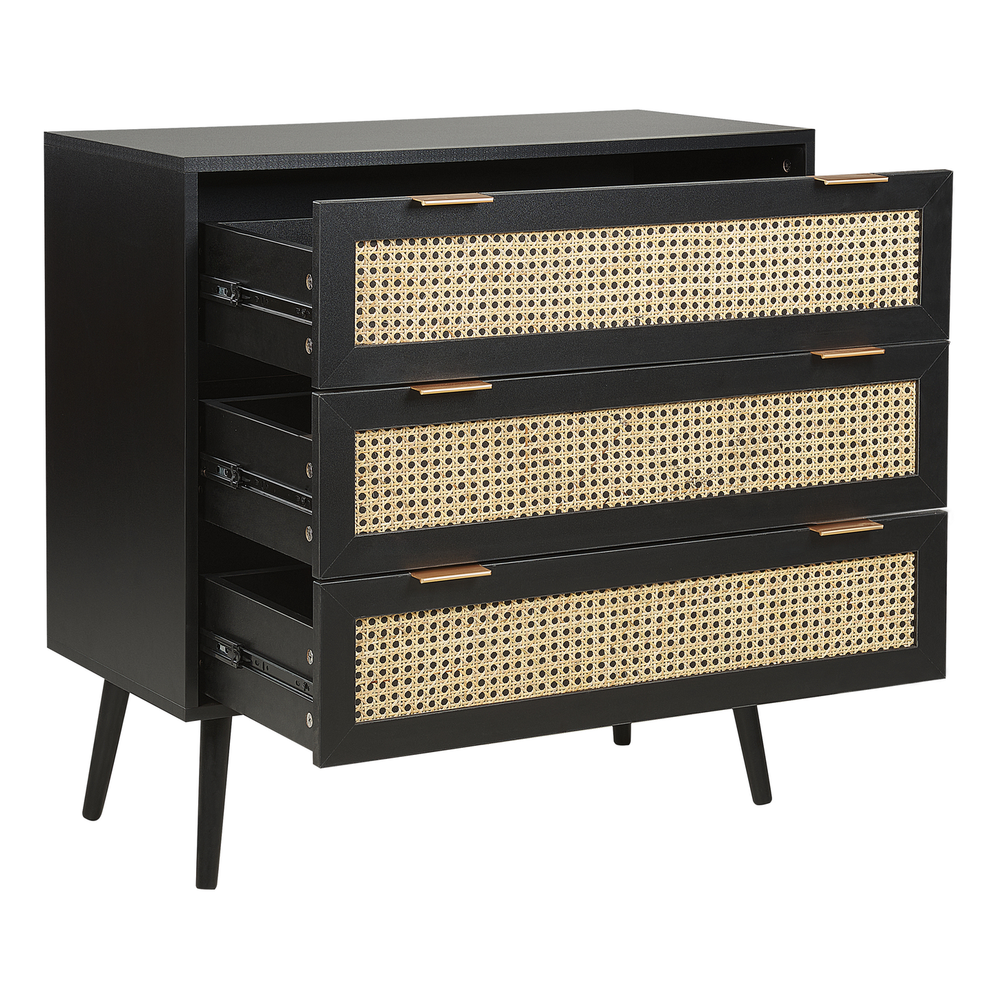 Kommode mit 3 Schubladen OPOCO 80 cm Schwarz