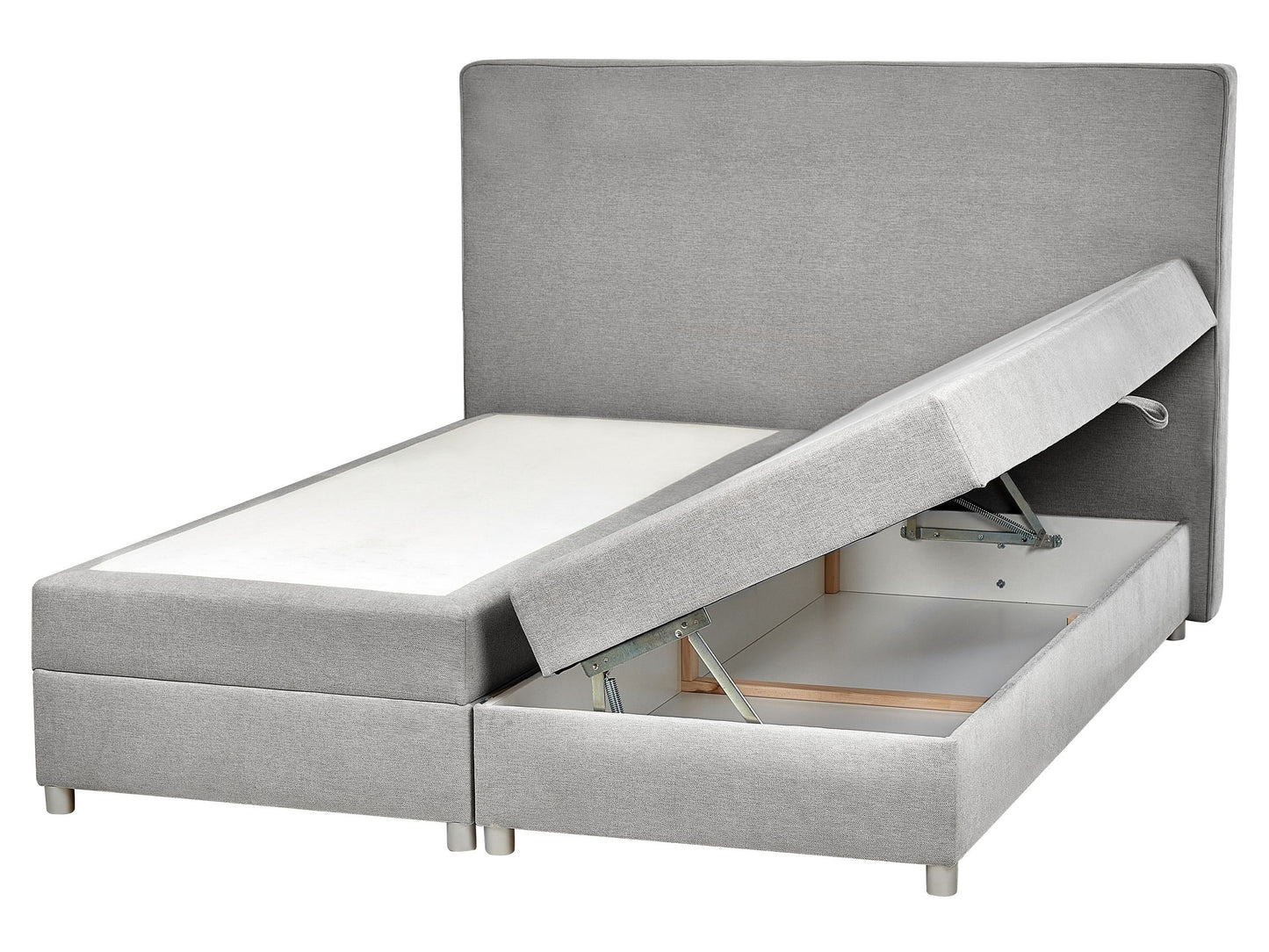 Boxspringbett mit Stauraum Stoff MINISTER 160 x 200 cm Hellgrau