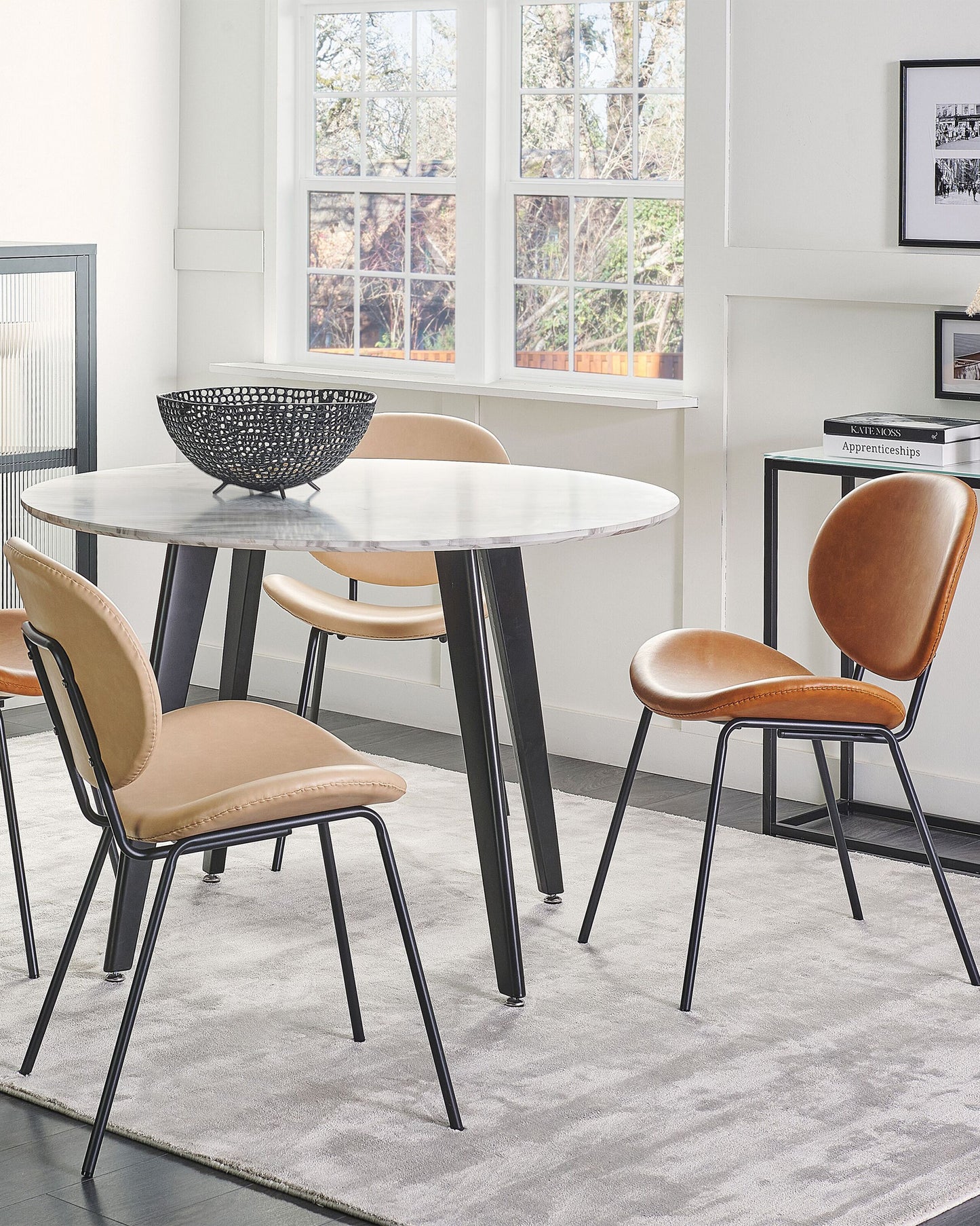 Esszimmerstuhl 2er Set LUANA Kunstleder Sandbeige