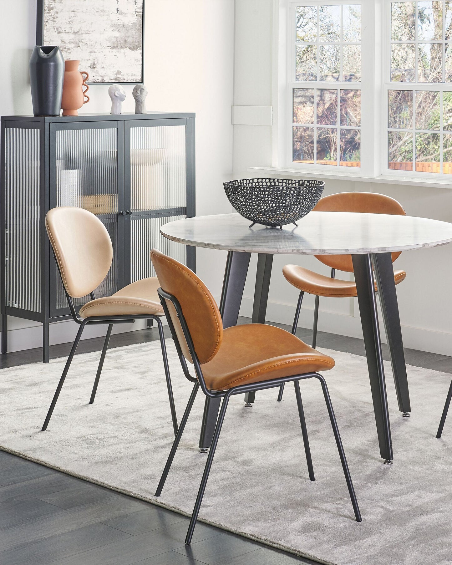 Esszimmerstuhl 2er Set LUANA Kunstleder Goldbraun