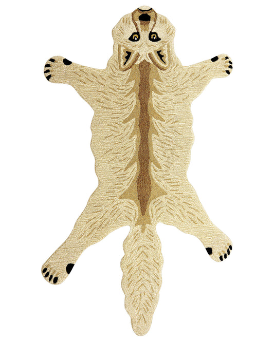 Kinderteppich Wolle beige 100 x 160 cm Wolfmotiv BALTO