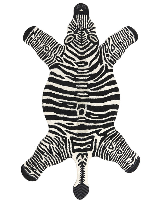 Kinderteppich Wolle schwarz / weiss 100 x 160 cm Zebramotiv MARTY