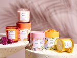 Duftkerzen 3er Set COLORFUL BARREL Sojawachs Orientalische Note Krautige Note Blumige Note