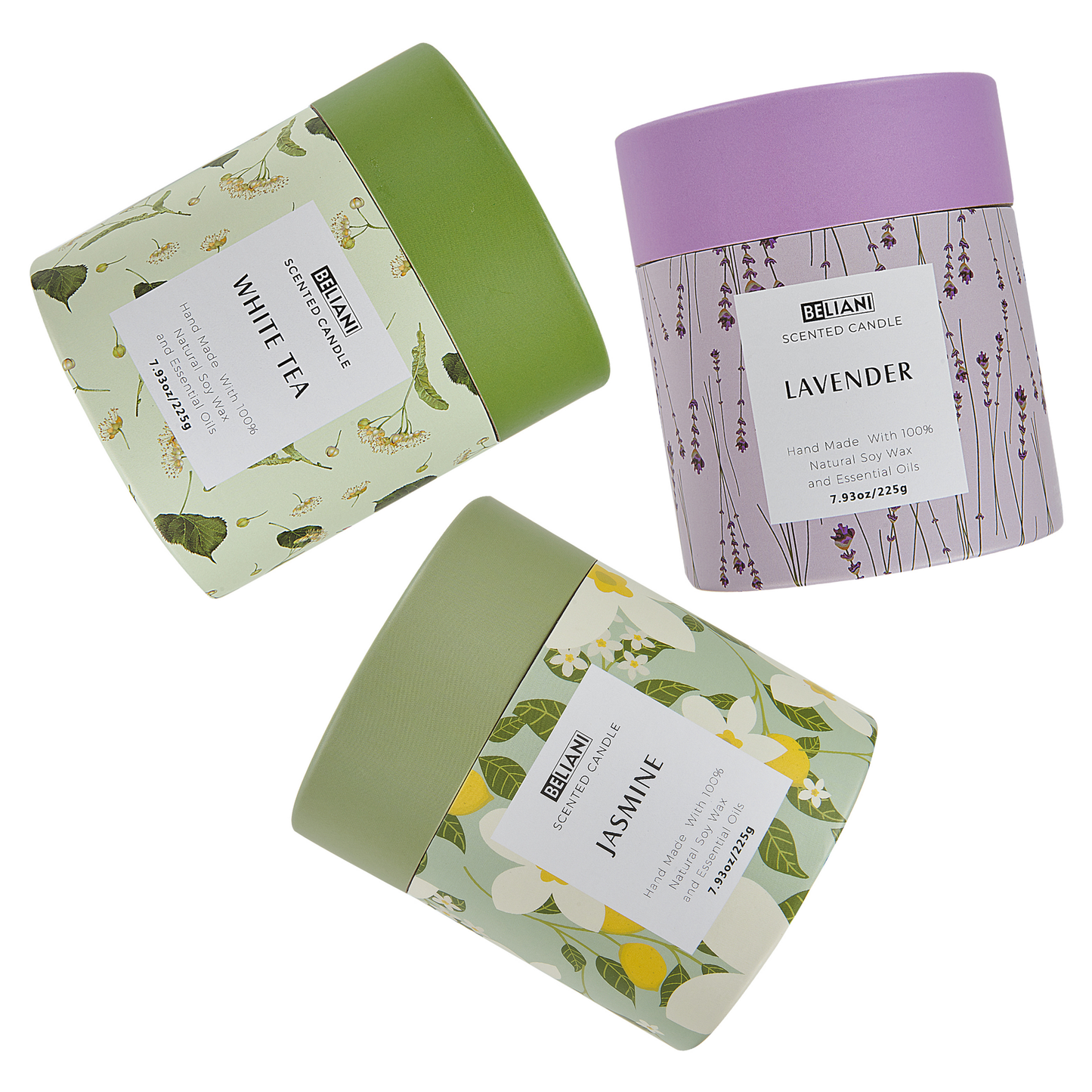 Duftkerzen 3er Set COLORFUL BARREL Sojawachs Frische Note Blumige Note