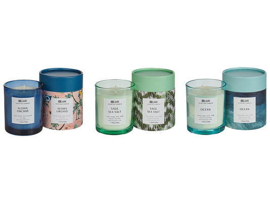 Duftkerze 3er Set Sojawachs Orchidee / Salbei Meersalz / Ozeanfrische COLORFUL BARREL