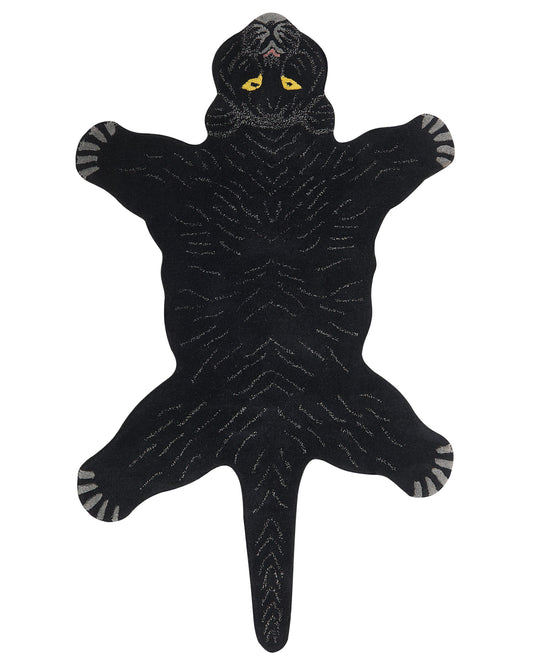 Kinderteppich Wolle schwarz 100 x 160 cm Panthermotiv BAGHEERA