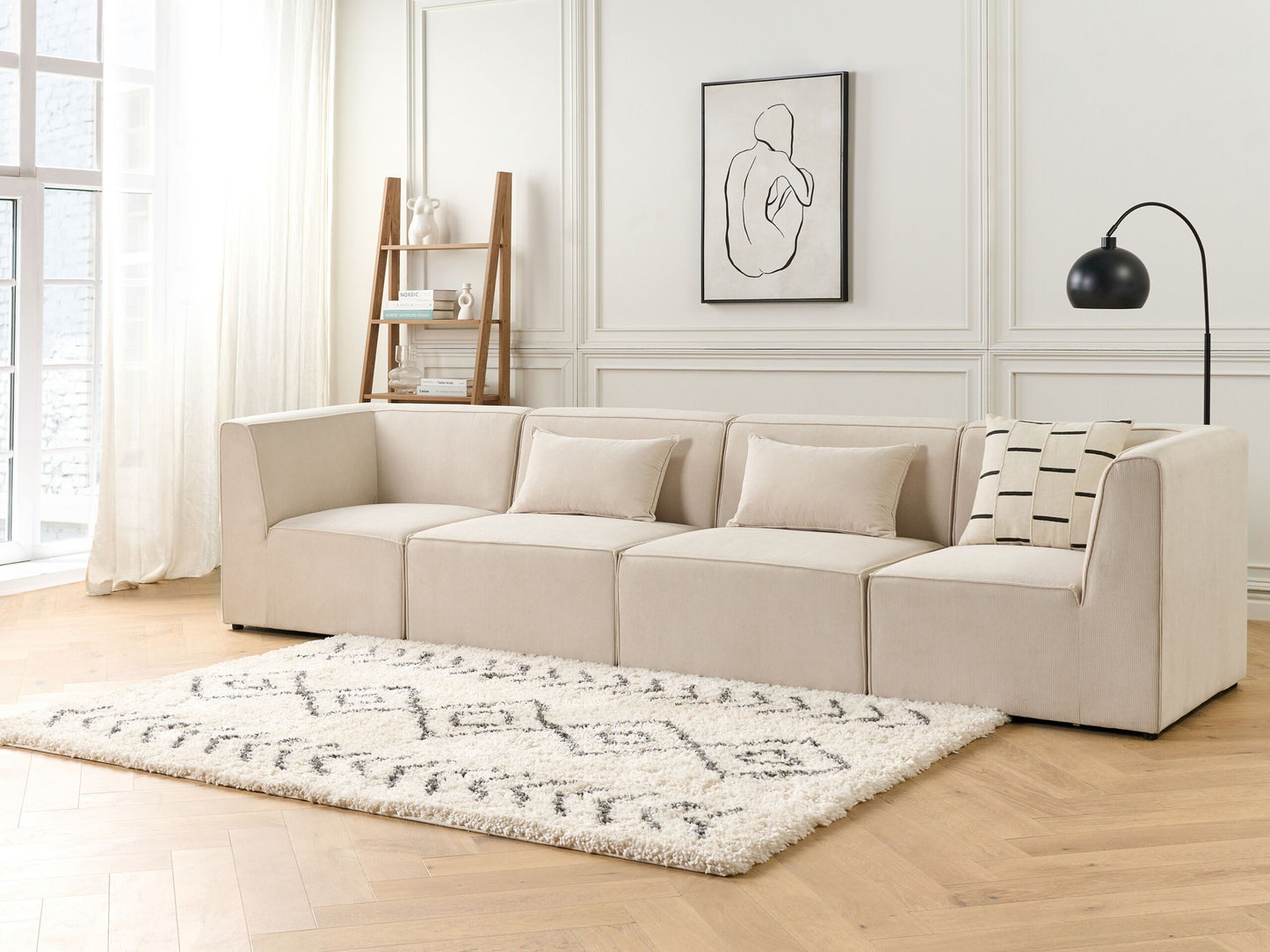 4-Sitzer Sofa Cord hellbeige LEMVIG
