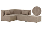 3-Sitzer Ecksofa Cord taupe rechtsseitig mit Ottomane LEMVIG