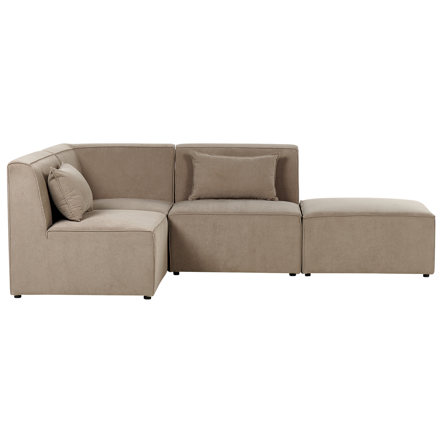 3-Sitzer Ecksofa Cord taupe rechtsseitig mit Ottomane LEMVIG