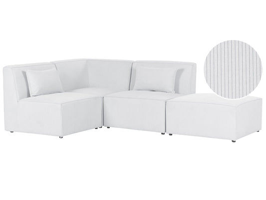 3-Sitzer Ecksofa Cord cremeweiss rechtsseitig mit Ottomane LEMVIG