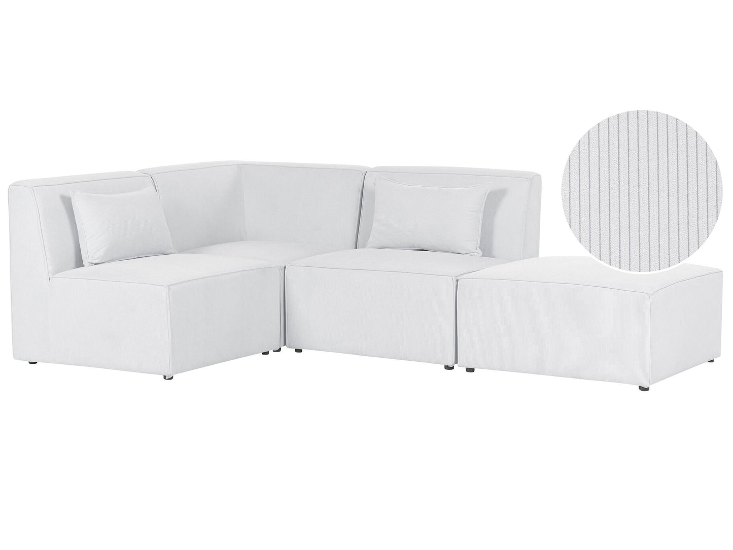 3-Sitzer Ecksofa Cord cremeweiss rechtsseitig mit Ottomane LEMVIG