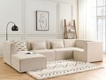 5-Sitzer Ecksofa Cord hellbeige linksseitig mit Ottomane LEMVIG