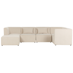 5-Sitzer Ecksofa Cord hellbeige linksseitig mit Ottomane LEMVIG