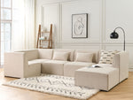 5-Sitzer Ecksofa Cord hellbeige rechtsseitig mit Ottomane LEMVIG