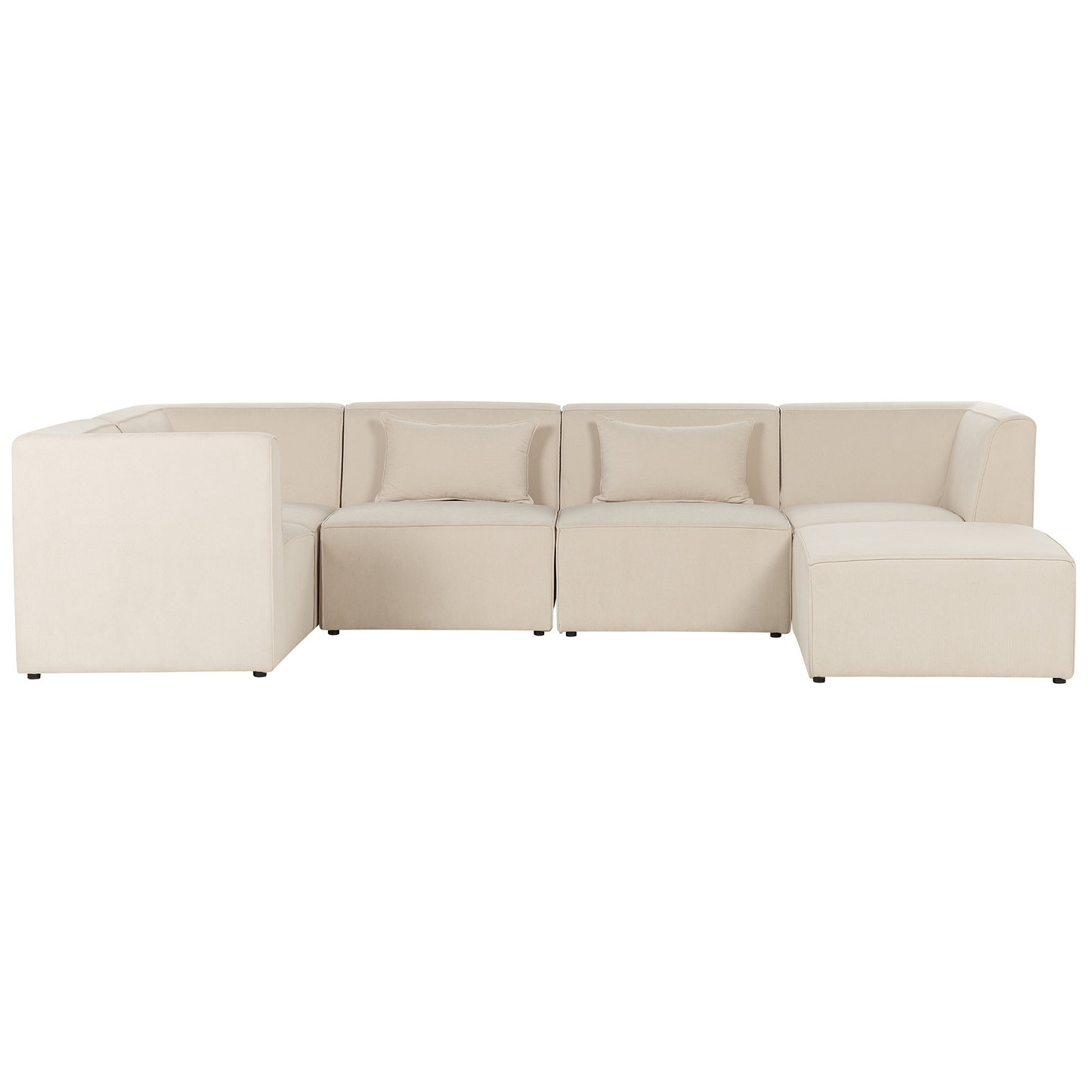 5-Sitzer Ecksofa Cord hellbeige rechtsseitig mit Ottomane LEMVIG