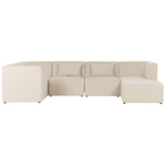 5-Sitzer Ecksofa Cord hellbeige rechtsseitig mit Ottomane LEMVIG
