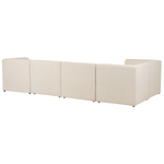5-Sitzer Ecksofa Cord hellbeige rechtsseitig mit Ottomane LEMVIG