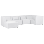 5-Sitzer Ecksofa Cord cremeweiss linksseitig mit Ottomane LEMVIG