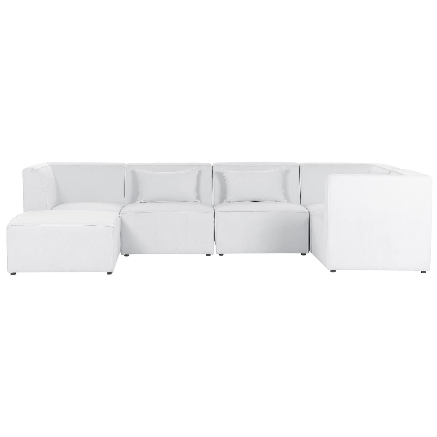 5-Sitzer Ecksofa Cord cremeweiss linksseitig mit Ottomane LEMVIG