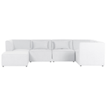 5-Sitzer Ecksofa Cord cremeweiss linksseitig mit Ottomane LEMVIG