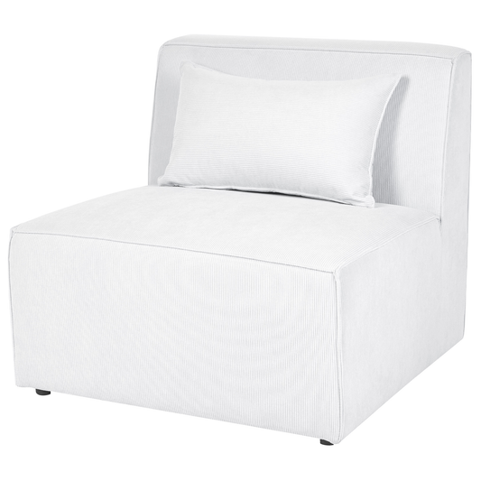 5-Sitzer Ecksofa Cord cremeweiss linksseitig mit Ottomane LEMVIG
