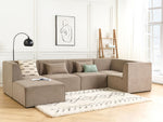 5-Sitzer Ecksofa Cord taupe linksseitig mit Ottomane LEMVIG