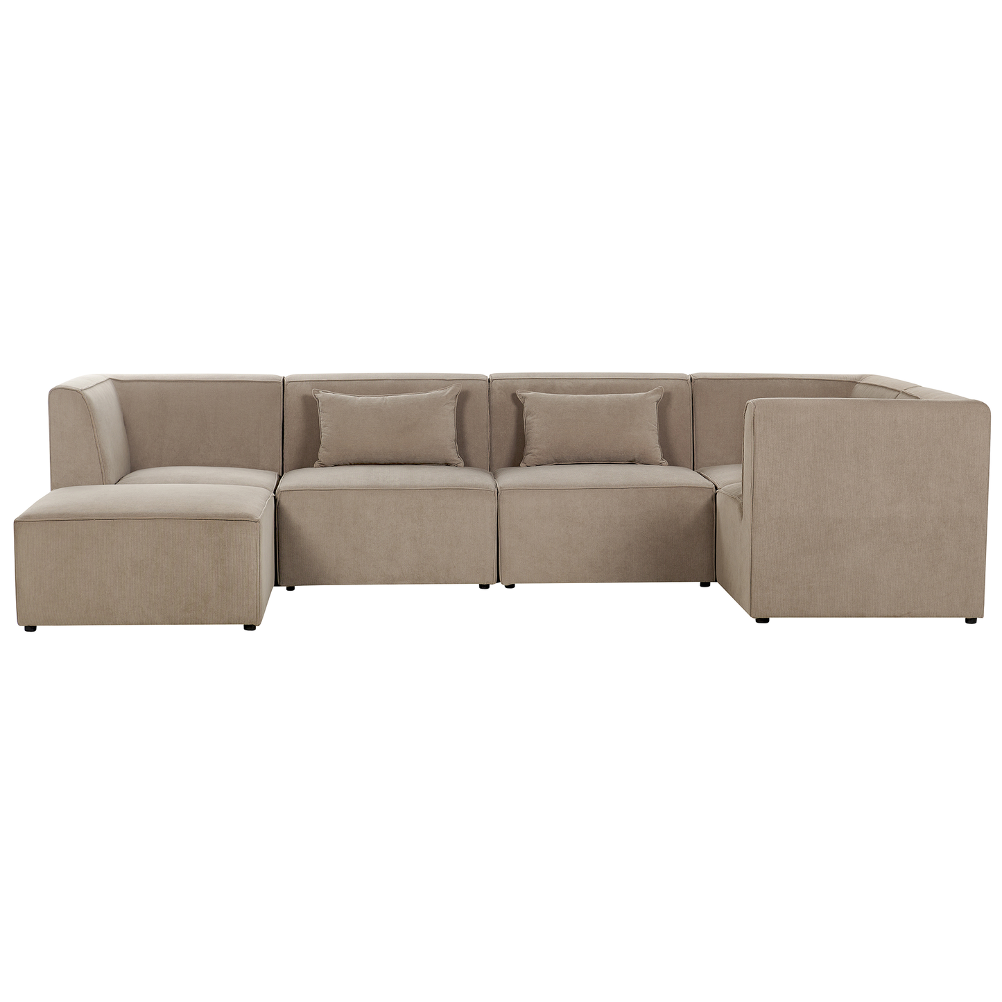 5-Sitzer Ecksofa Cord taupe linksseitig mit Ottomane LEMVIG