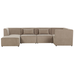 5-Sitzer Ecksofa Cord taupe linksseitig mit Ottomane LEMVIG