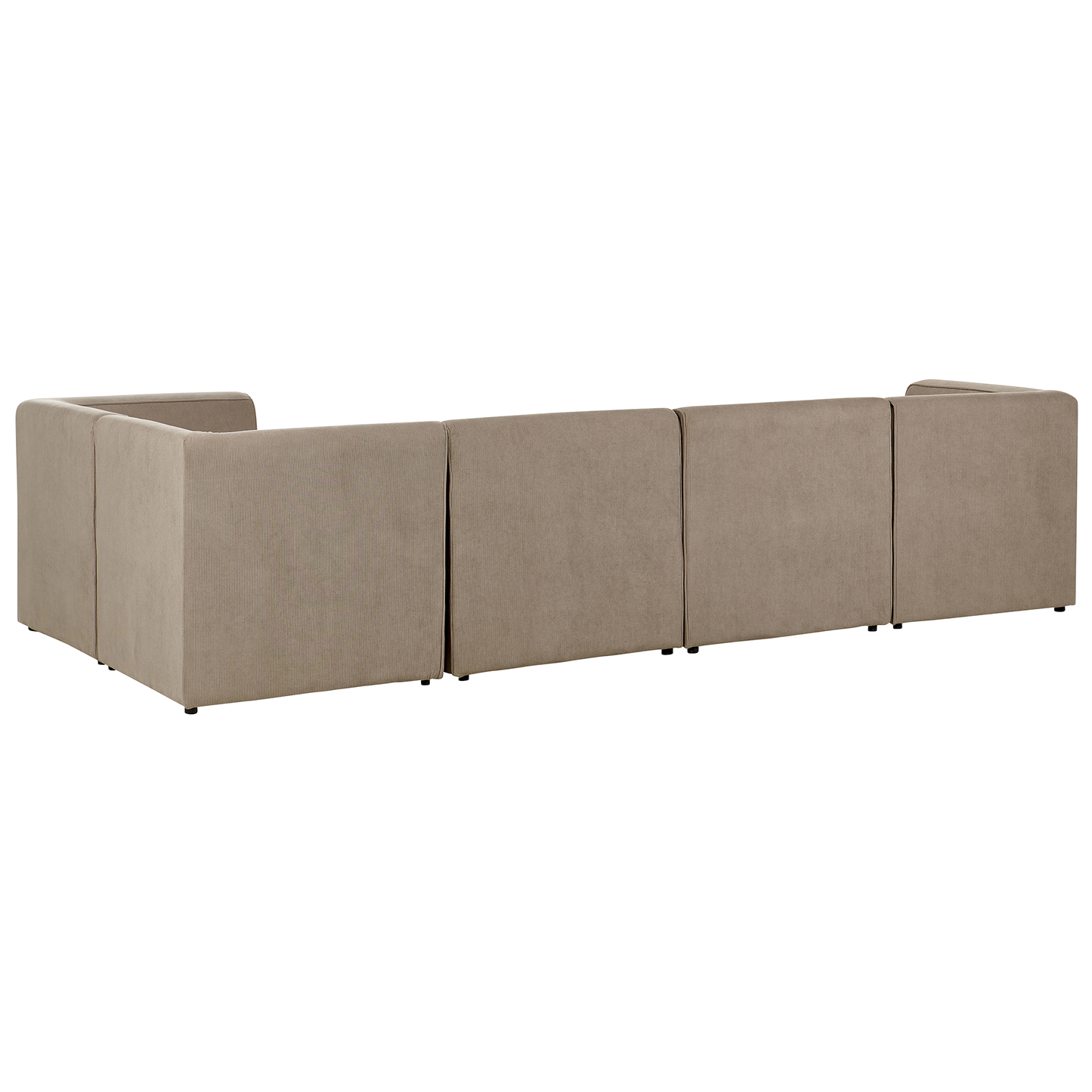 5-Sitzer Ecksofa Cord taupe linksseitig mit Ottomane LEMVIG