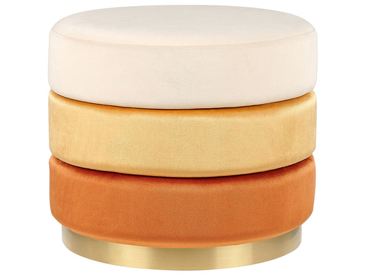 Pouf Samtstoff orange / gold ⌀ 48 cm rund LOUIN